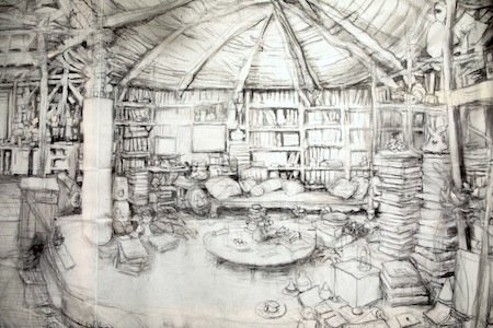 Cabane affable, dessin des fonds